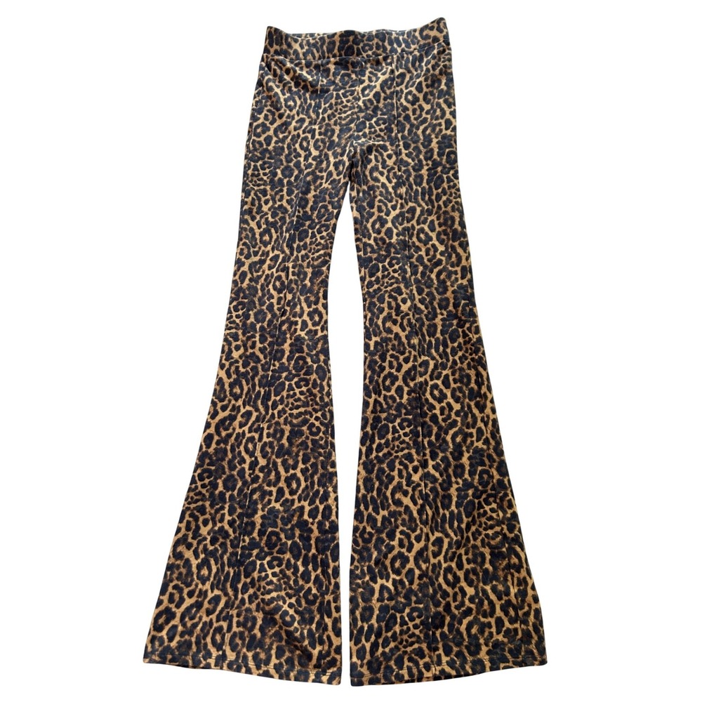 Forever 21 Leopard Print Flared Leggings in Tan and Black